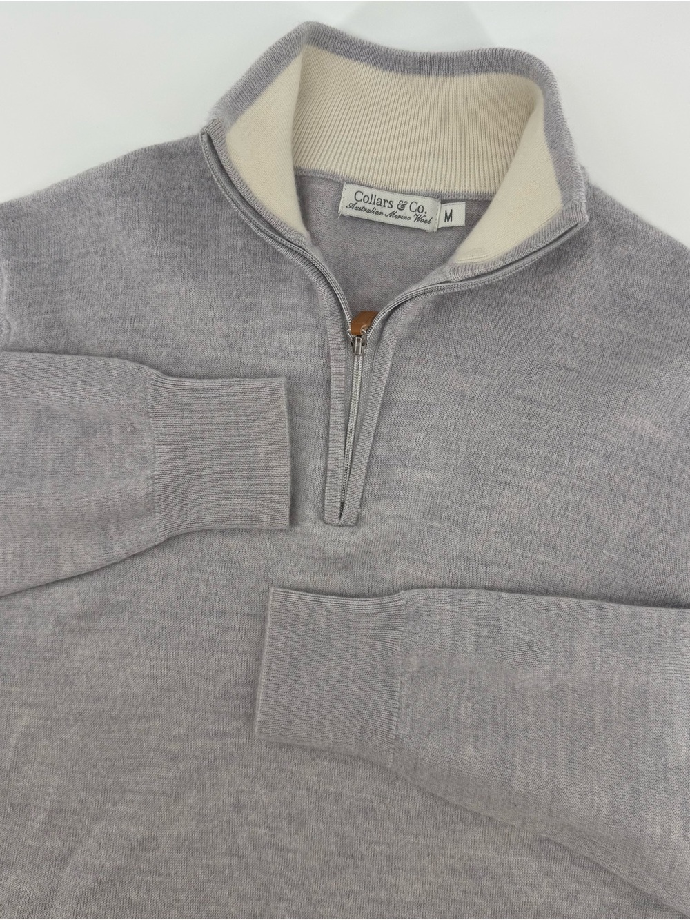 Collars & Co. Men's Light Gray Quarter-Zip Sweater
